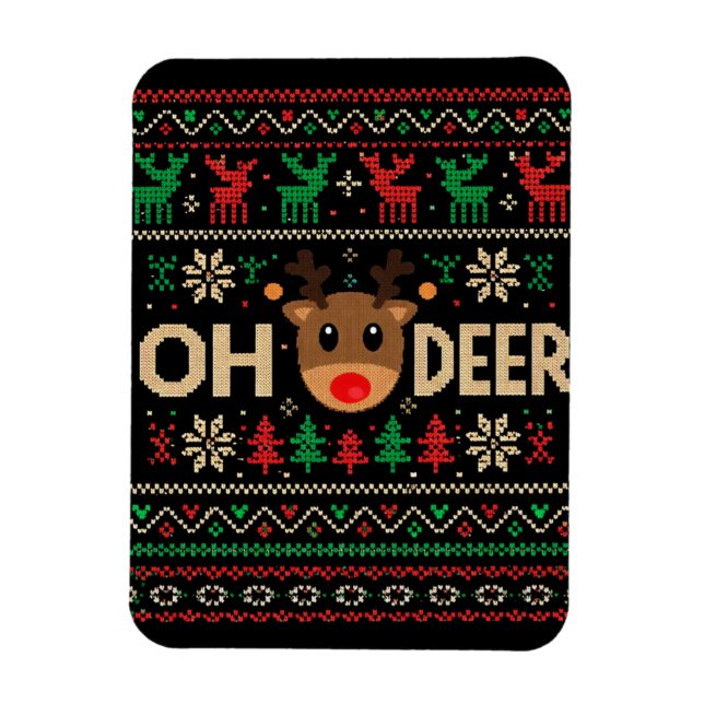 Oh Hirsch hässlicher Weihnachtspullover-Puzzle Magnet (Vertikal)