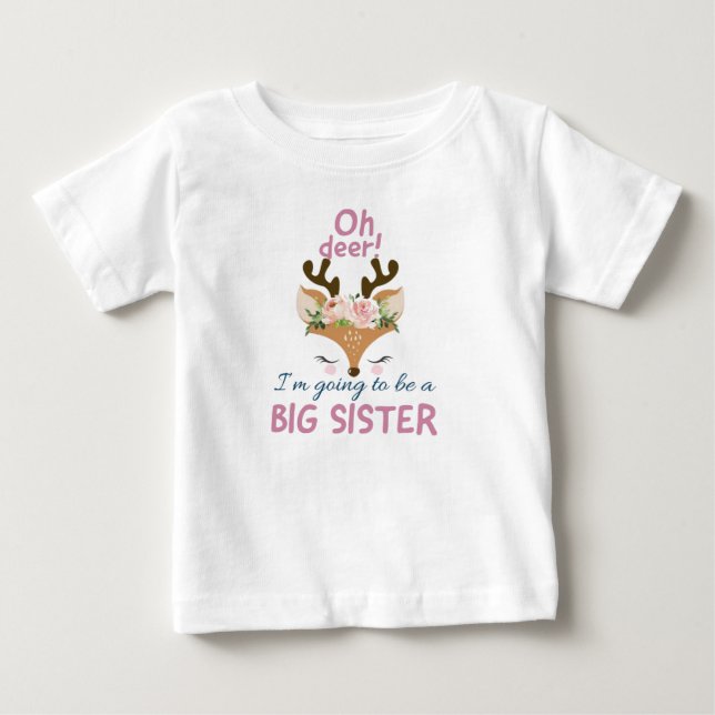Oh, Hirsch, ich werde eine große Schwester sein, S Baby T-shirt (Vorderseite)