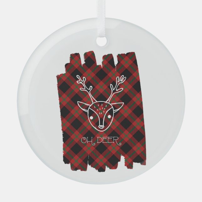 Oh, Hirsch, Kariert Rentier-Gesichtskreis Ornament Aus Glas (Vorderseite)