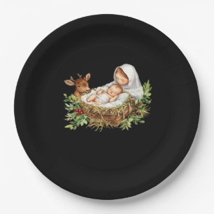 Oh Hirsch Mary Krippenszene Weihnachten Jesus Pappteller