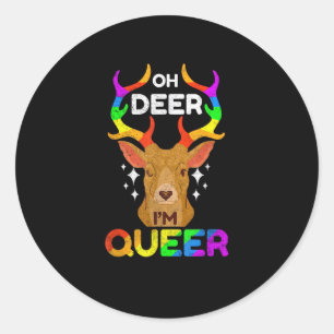 Oh Hirsch Queer Lustig LGBTQ Stolz Bewusstsein Runder Aufkleber