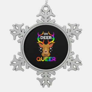 Oh Hirsch Queer Lustig LGBTQ Stolz Bewusstsein Schneeflocken Zinn-Ornament