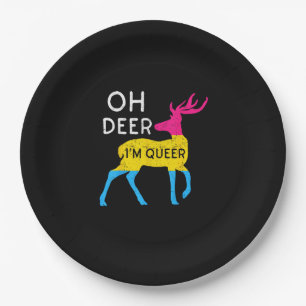 Oh Hirsch Queere Farbige Pride-Flaggen-Feier Pappteller