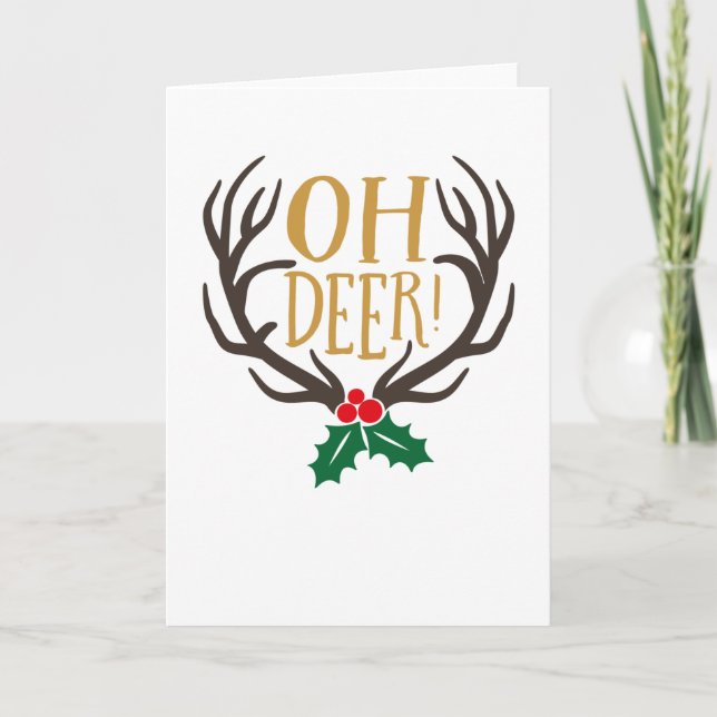 Oh Hirsch Rentier mit Weihnachtsangeln Karte (Vorderseite)