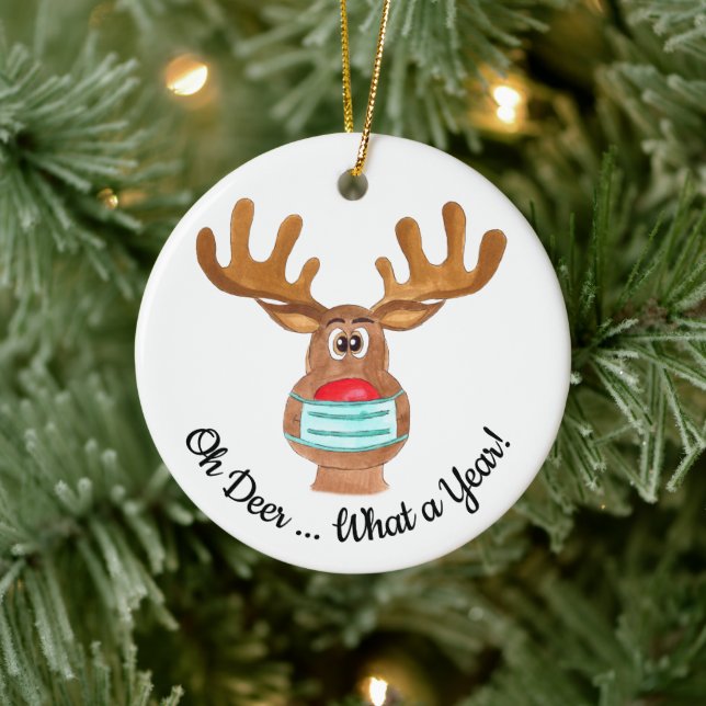 Oh, Hirsch ... Rudolph the Face Masked Reindeer Keramik Ornament (Baum)