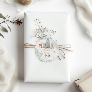 Oh Hirsch Schneewald Baby Shower Runder Aufkleber