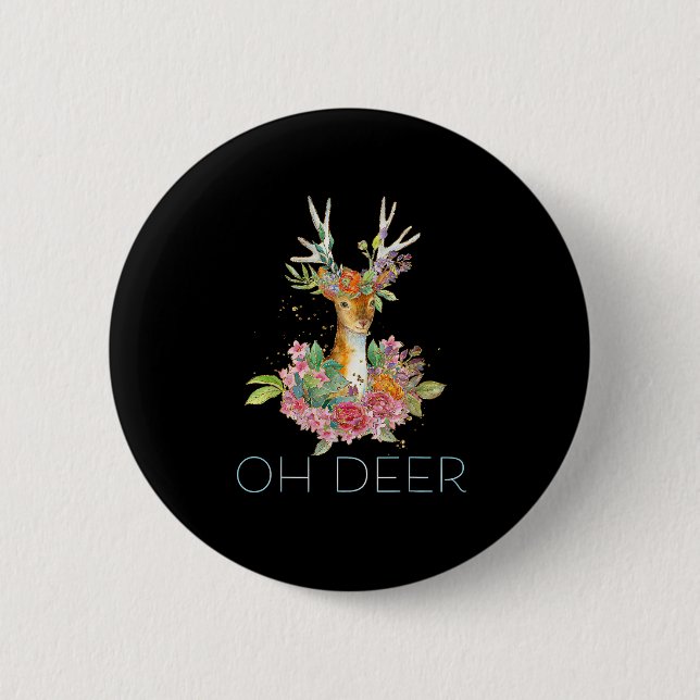 Oh Hirsch Süße Farbige Hirsch Minimal Design  Button (Vorderseite)