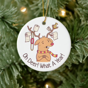 Oh Hirsch, Was Für Ein Jahr, Lustiger Weihnachtsma Keramik Ornament