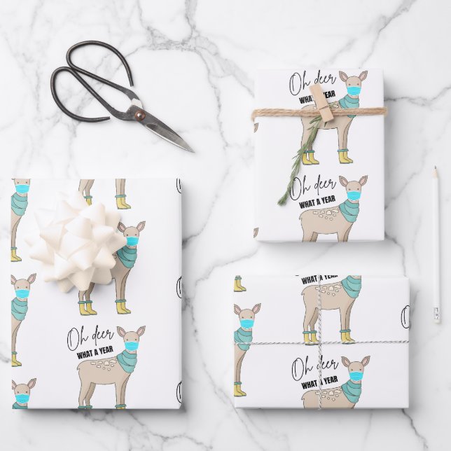 Oh, Hirsch, was für ein Jahr Papier-Blätter umhüll Geschenkpapier Set (Vorderseite)