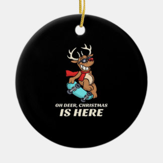 Oh Hirsch Weihnachten ist hier Skateboarding Hirsc Keramik Ornament