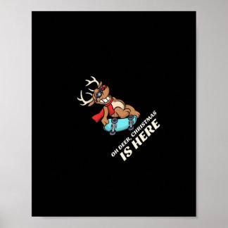 Oh Hirsch Weihnachten ist hier Skateboarding Hirsc Poster