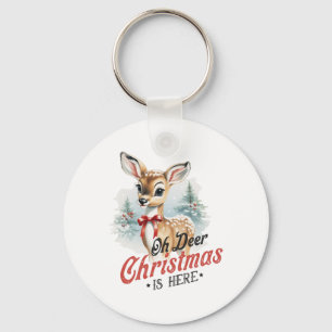 Oh Hirsch Weihnachten ist hier Süße Mbi Tiere Vint Schlüsselanhänger