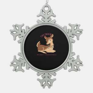 Oh Hirsch Weihnachten Modernes Design Schneeflocken Zinn-Ornament