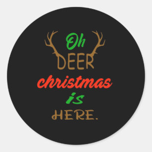 Oh Hirsch Weihnachtsfeier Feiertagsdesign Runder Aufkleber