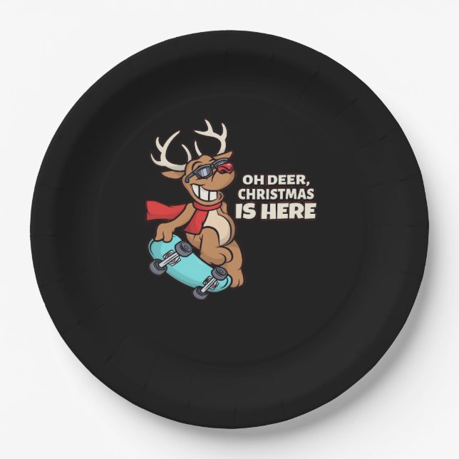 Oh Hirsch Weihnachtsfeier Urlaubsdesign  Pappteller (Vorderseite)