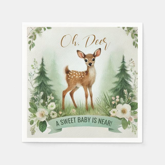 Oh, Hirsch! Woodland Baby Dusche Party Serviette (Vorderseite)