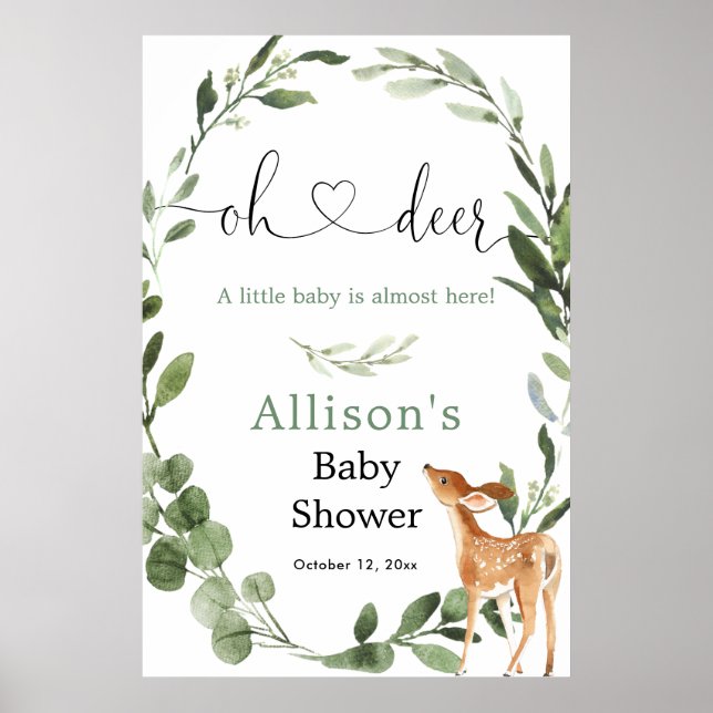 Oh Hirsche, geschlechtsneutrale Babydusche Begrüßu Poster (Vorne)
