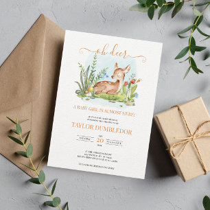 Oh Hirsche Girl Baby Dusche Blume Frühjahrsvorladu Einladung