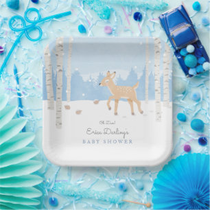 Oh Hirschwald  Woodland Thema Winter Baby Dusche Pappteller