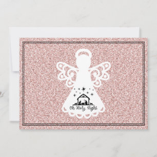 Oh Holy Nativité Angel Parties scintillant Carte P