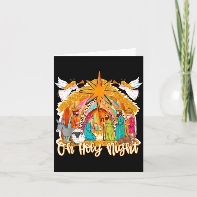 Oh Holy Night Christian Nativity Scene Christmas R Karte (Vorderseite)