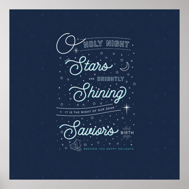 Oh Holy Night Christmas Poster 24x24 / Blue (Vorne)