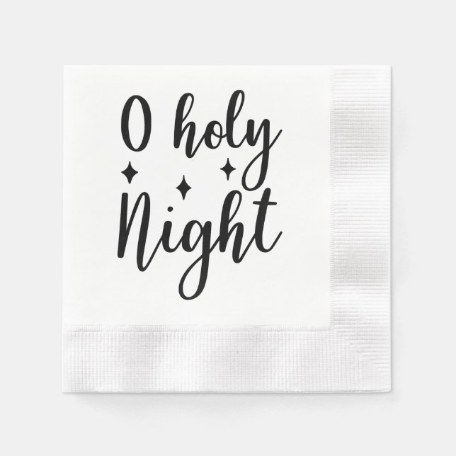 OH HOLY NIGHT Moderne Skript Weihnachten Serviette (Vorderseite)