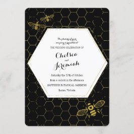 Oh Honey Bee Black Gold Custom Wedding Einladung