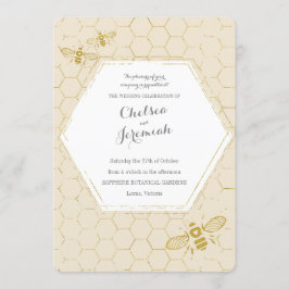 Oh Honey Bee Cream Gold Custom Wedding Einladung