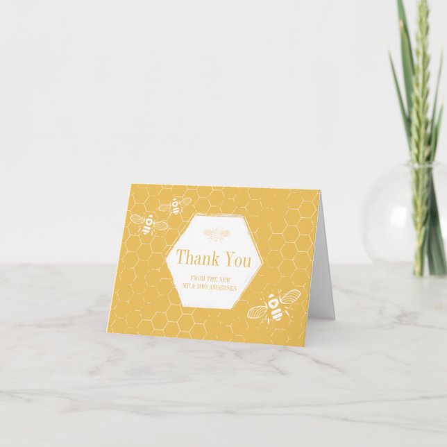 Oh Honey Bee Yellow Custom Foto Dankeschön Card Dankeskarte (Vorderseite)