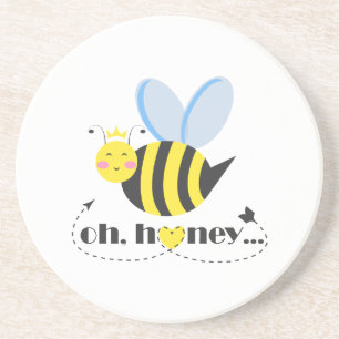 Oh Honey Valentines Queen Bee Charakter mit Tiara Getränkeuntersetzer