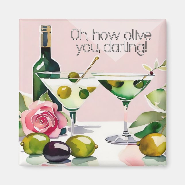 Oh, ich lebe dich! Martini-Magnet im Punny-50er-St Magnet (Vorne)