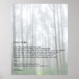 Oh, ich! Oh, das Leben! Walt Whitman Poem Woood Pa Poster