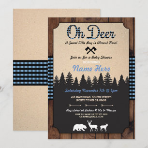 Oh invitation bleue de garçon de baby shower de