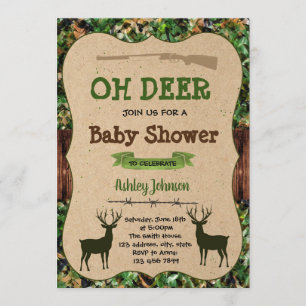 Oh invitation de baby shower de cerfs communs