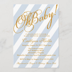 Oh invitation de baby shower de rayure de parties