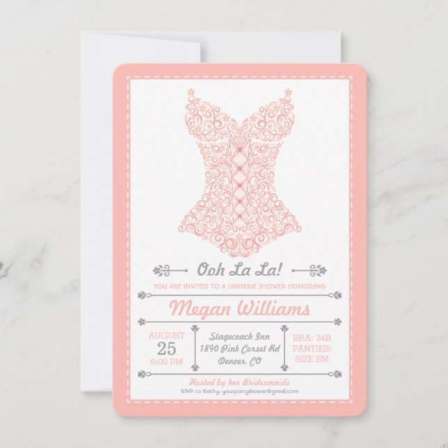 Oh ! invitation de partie de lingerie de rose de (Devant)