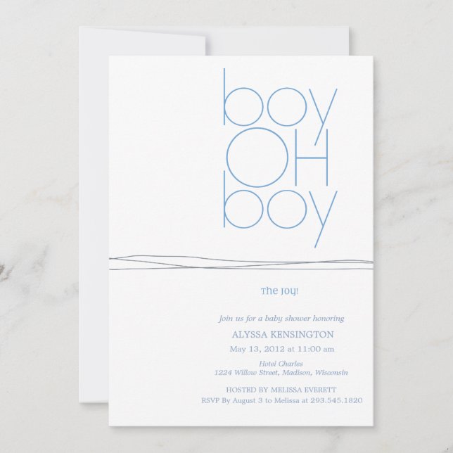 Oh invitation faite sur commande de baby shower (Devant)