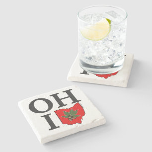 OH IO Typografisch Ohio Vintage Roter Buckeye Nuss Steinuntersetzer