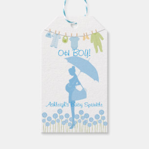 OH JA! Blue Silhouette Baby Sprinkle Geschenkanhänger