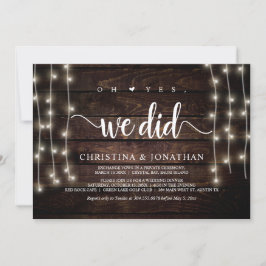 Oh ja, das taten wir, rustikale Elopement-Party Ei Einladung