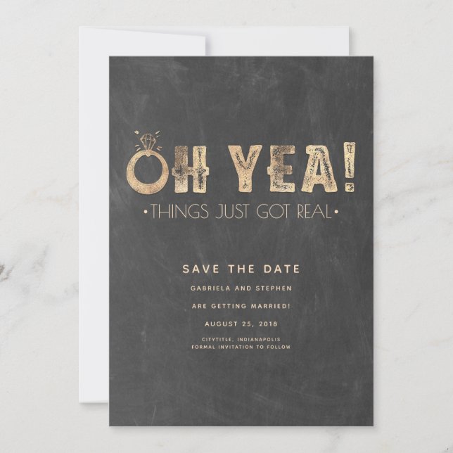 Oh ja, die Dinge Got einfach echt | Funny Save the Date (Vorderseite)