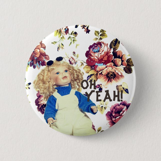 Oh, ja flippiger Knopf Button (Vorderseite)