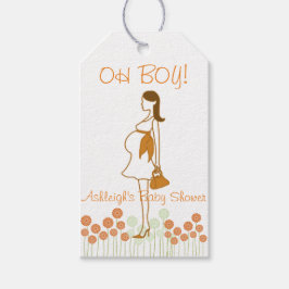 OH JA! Orange Silhouette Babydusche Geschenkanhänger