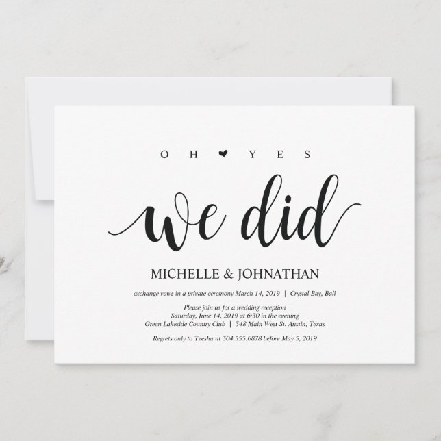 Oh ja, wir haben Einladungskarten für Hochzeiten e (Vorderseite)