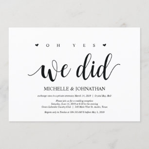 oh ja, wir haben es getan, Hochzeit Elopement Einl Einladung