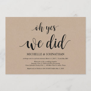 oh ja, wir haben es getan, Hochzeit Elopement-Einl Einladung