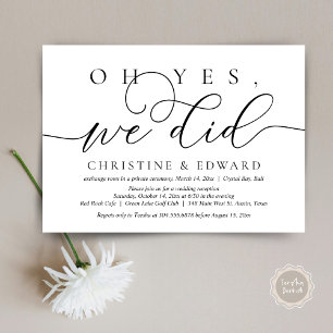 Oh Ja, wir haben es getan, Hochzeit Elopement Einl Einladung