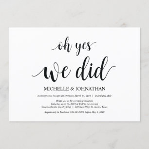 oh ja, wir haben es getan, Hochzeit Elopement-Einl Einladung