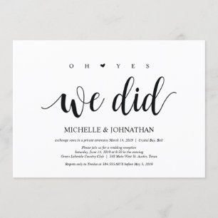 oh ja, wir haben Hochzeit Elopement Einladungskart Einladung